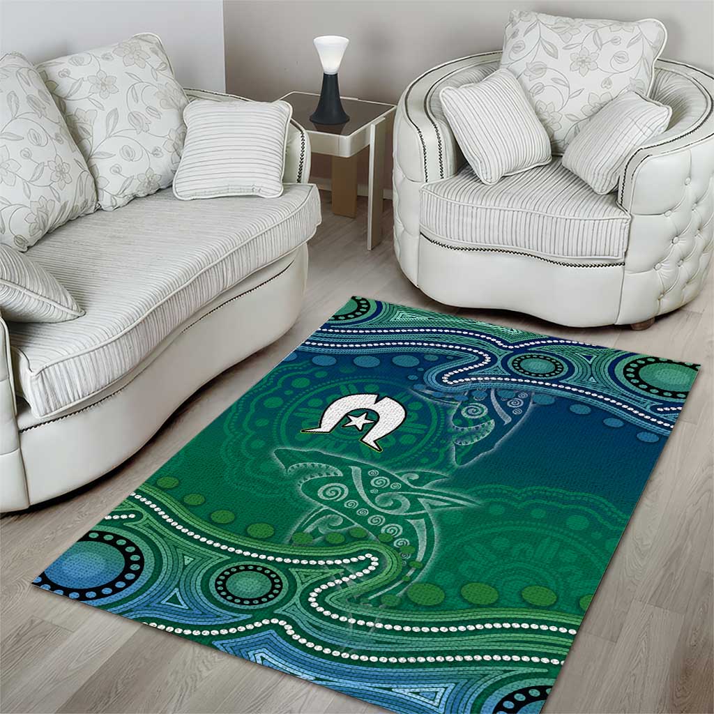 Torres Strait Islands Area Rug Shark Indigenous Australian Tribal Dot Art