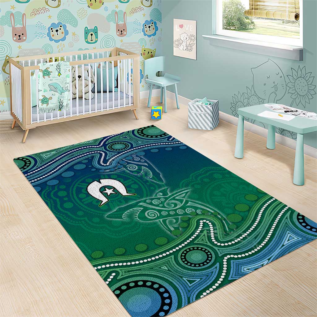 Torres Strait Islands Area Rug Shark Indigenous Australian Tribal Dot Art