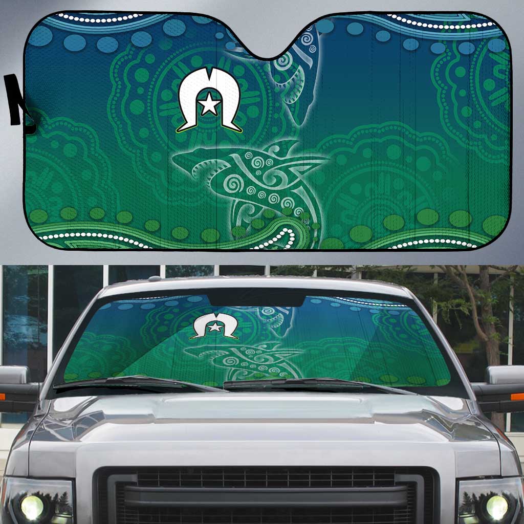 Torres Strait Islands Auto Sun Shade Shark Indigenous Australian Tribal Dot Art