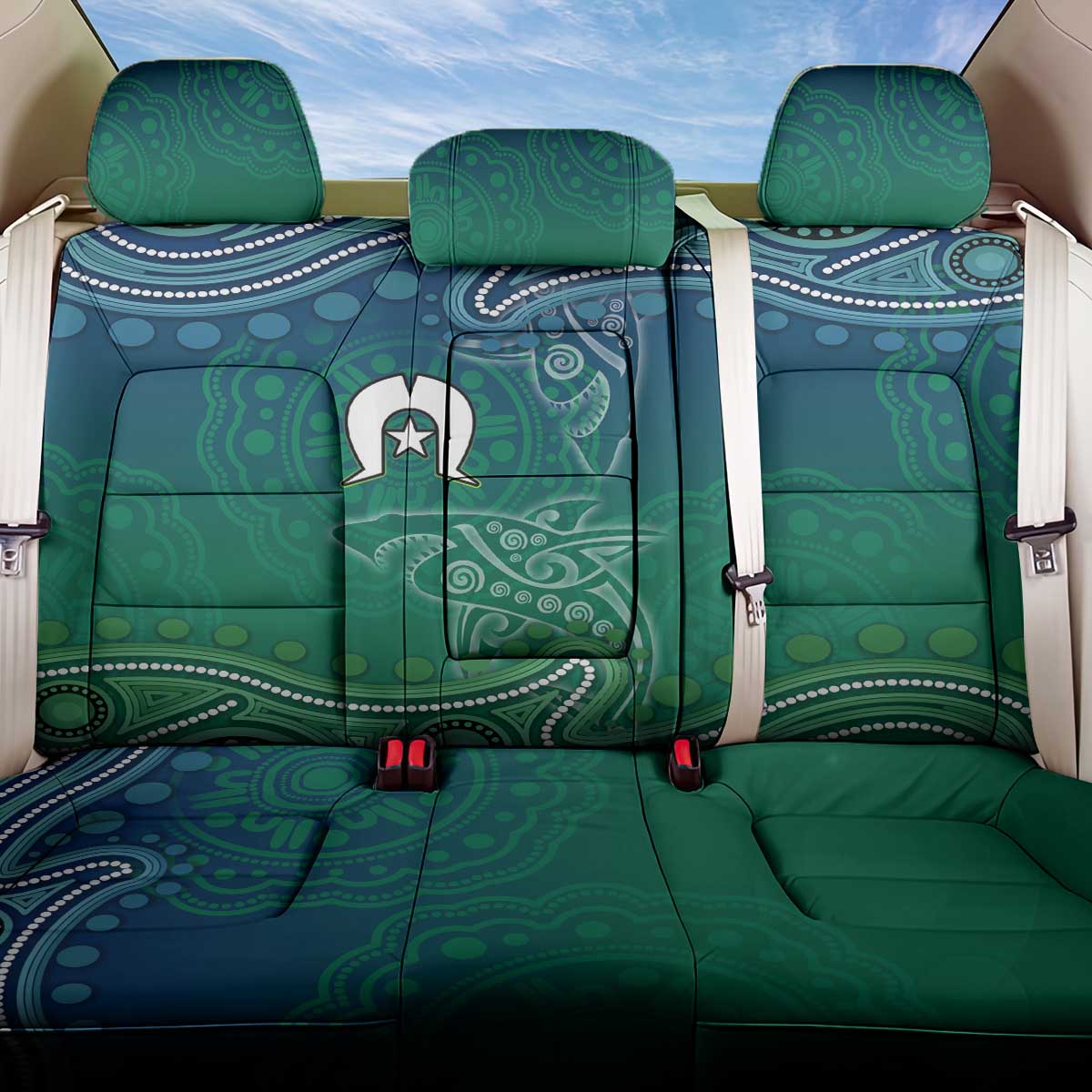 Torres Strait Islands Back Car Seat Cover Shark Indigenous Australian Tribal Dot Art