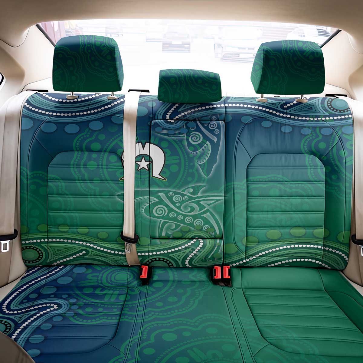 Torres Strait Islands Back Car Seat Cover Shark Indigenous Australian Tribal Dot Art