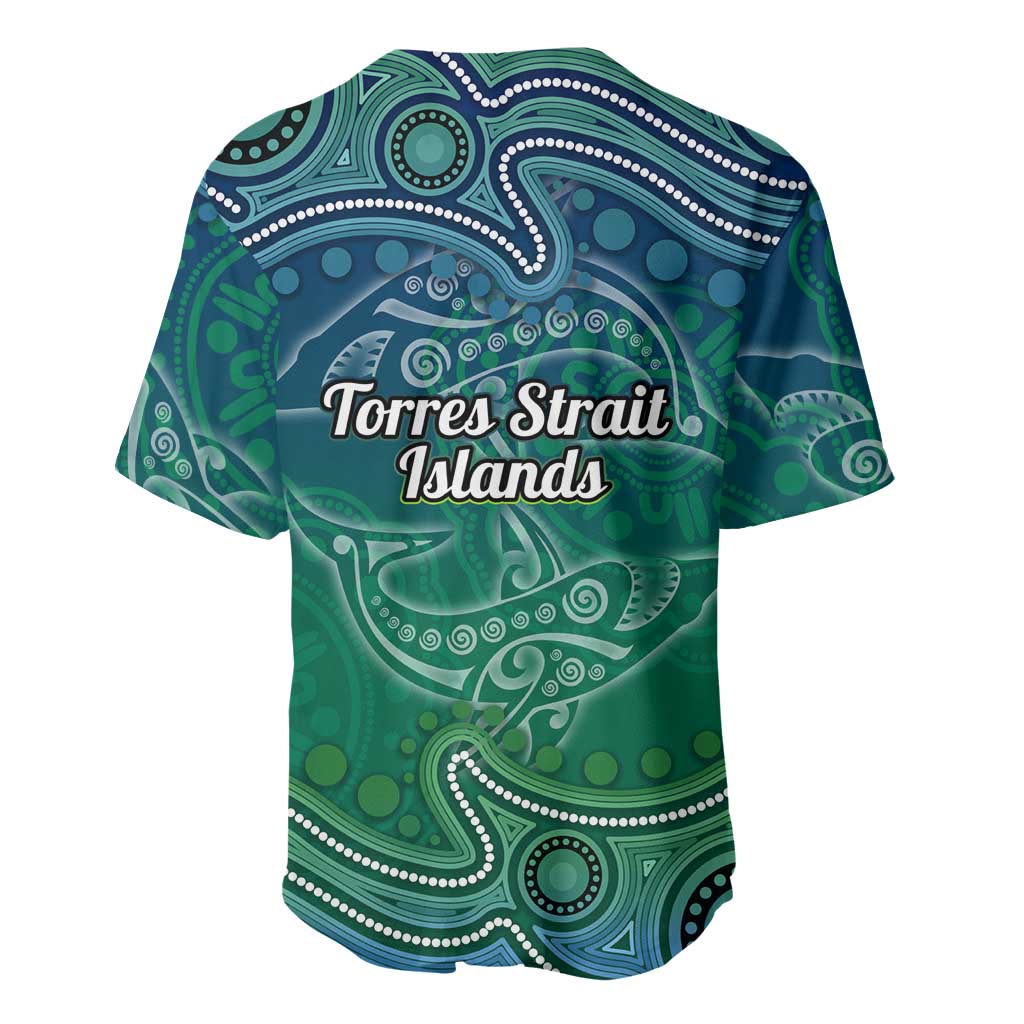 Torres Strait Islands Baseball Jersey Shark Indigenous Australian Tribal Dot Art