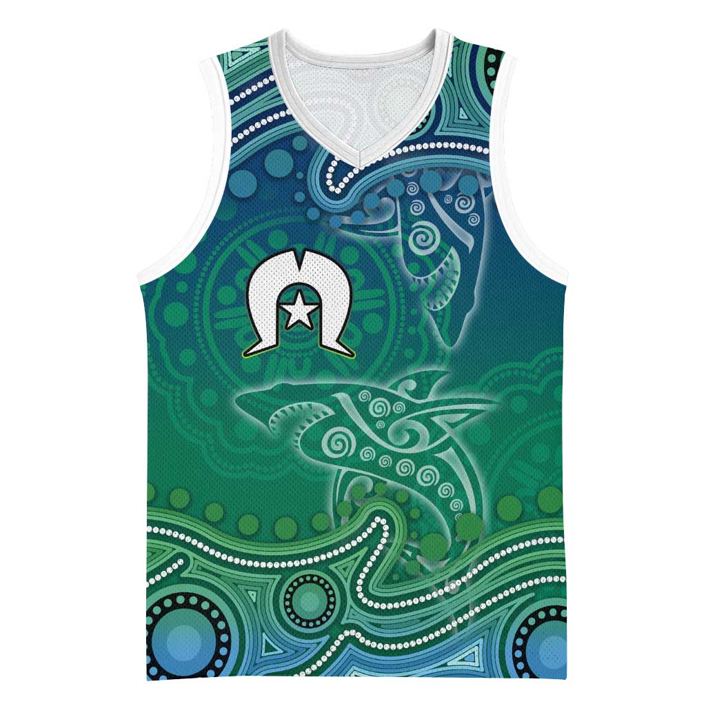 Torres Strait Islands Basketball Jersey Shark Indigenous Australian Tribal Dot Art
