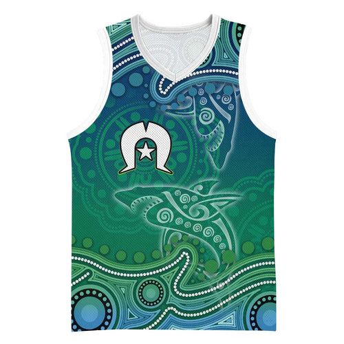 Torres Strait Islands Basketball Jersey Shark Indigenous Australian Tribal Dot Art