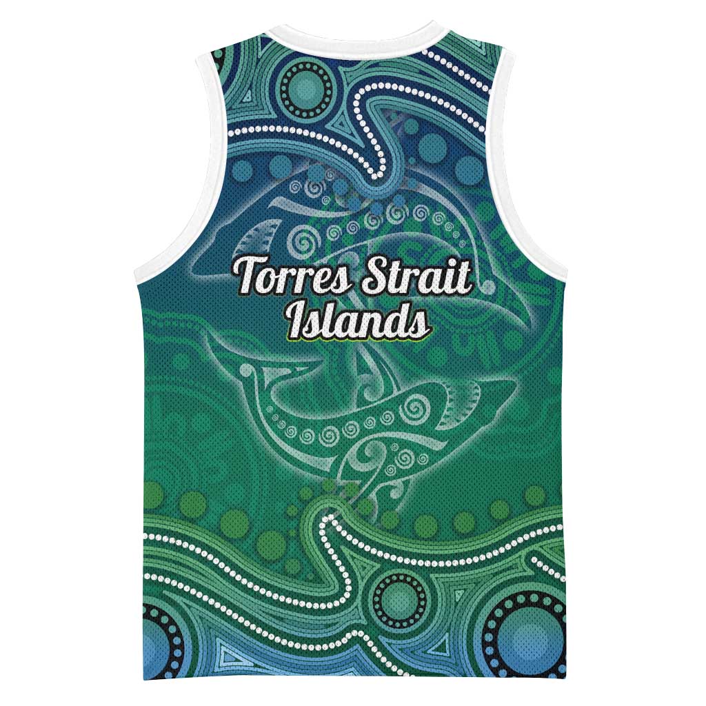 Torres Strait Islands Basketball Jersey Shark Indigenous Australian Tribal Dot Art
