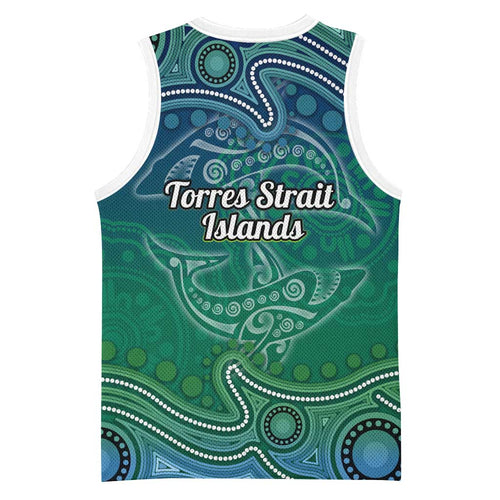 Torres Strait Islands Basketball Jersey Shark Indigenous Australian Tribal Dot Art