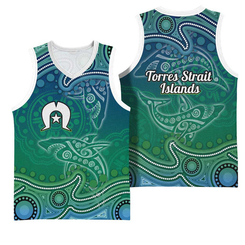 Torres Strait Islands Basketball Jersey Shark Indigenous Australian Tribal Dot Art