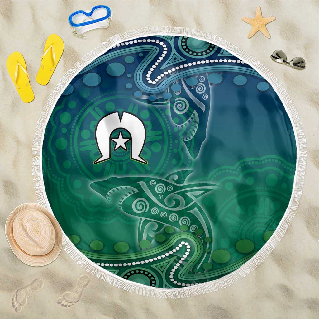 Torres Strait Islands Beach Blanket Shark Indigenous Australian Tribal Dot Art