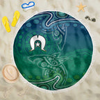Torres Strait Islands Beach Blanket Shark Indigenous Australian Tribal Dot Art