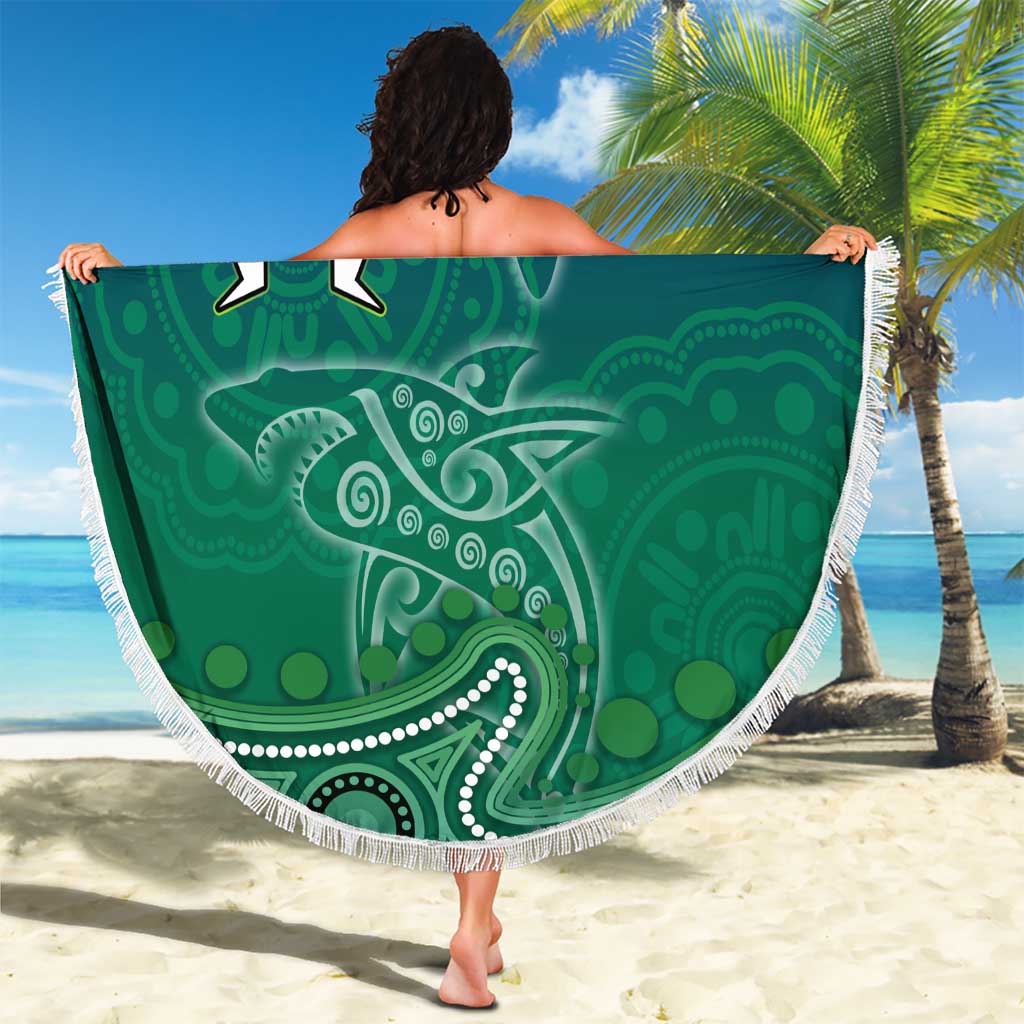 Torres Strait Islands Beach Blanket Shark Indigenous Australian Tribal Dot Art
