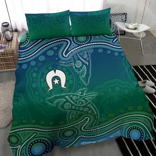 Torres Strait Islands Bedding Set Shark Indigenous Australian Tribal Dot Art