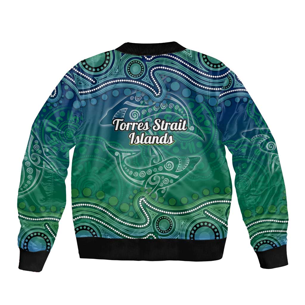 Torres Strait Islands Bomber Jacket Shark Indigenous Australian Tribal Dot Art