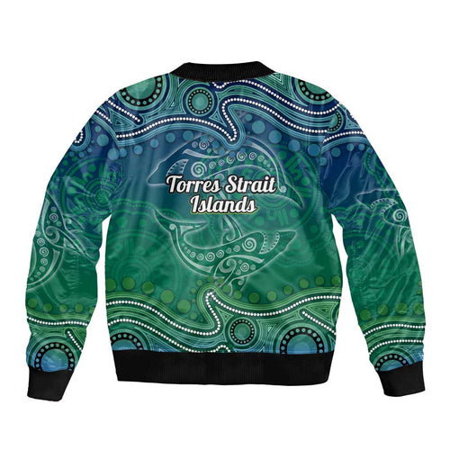 Torres Strait Islands Bomber Jacket Shark Indigenous Australian Tribal Dot Art
