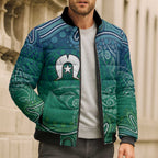 Torres Strait Islands Bomber Puffer Jacket Shark Indigenous Australian Tribal Dot Art