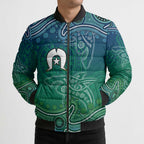 Torres Strait Islands Bomber Puffer Jacket Shark Indigenous Australian Tribal Dot Art
