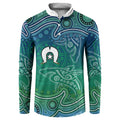 Torres Strait Islands Button Sweatshirt Shark Indigenous Australian Tribal Dot Art