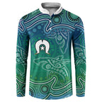 Torres Strait Islands Button Sweatshirt Shark Indigenous Australian Tribal Dot Art