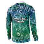 Torres Strait Islands Button Sweatshirt Shark Indigenous Australian Tribal Dot Art