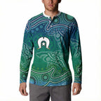 Torres Strait Islands Button Sweatshirt Shark Indigenous Australian Tribal Dot Art