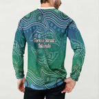 Torres Strait Islands Button Sweatshirt Shark Indigenous Australian Tribal Dot Art