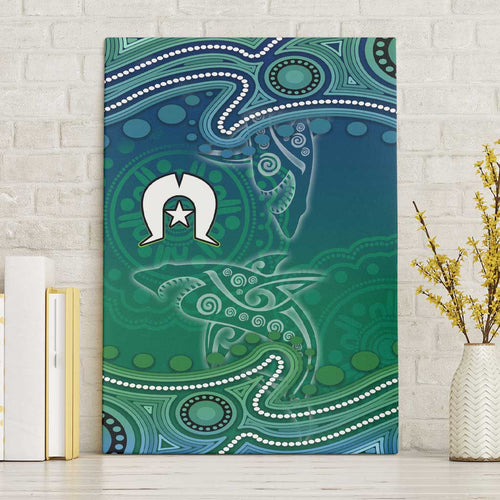 Torres Strait Islands Canvas Wall Art Shark Indigenous Australian Tribal Dot Art