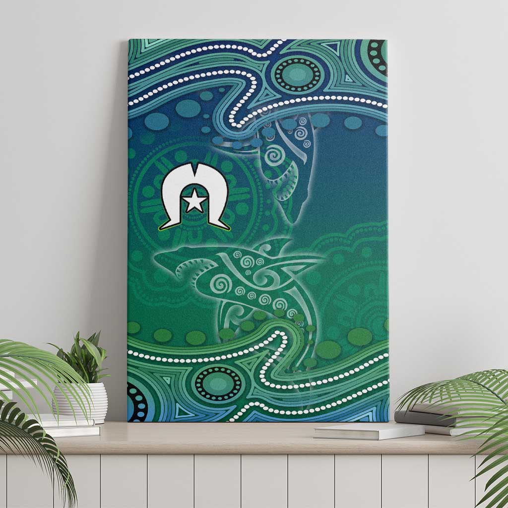 Torres Strait Islands Canvas Wall Art Shark Indigenous Australian Tribal Dot Art