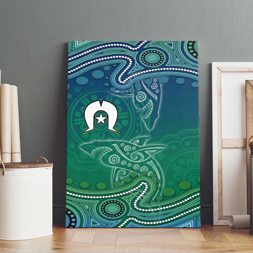 Torres Strait Islands Canvas Wall Art Shark Indigenous Australian Tribal Dot Art