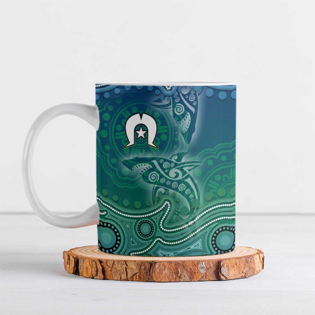 Torres Strait Islands Ceramic Mug Shark Indigenous Australian Tribal Dot Art