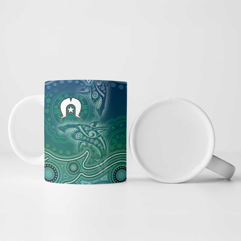 Torres Strait Islands Ceramic Mug Shark Indigenous Australian Tribal Dot Art