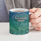 Torres Strait Islands Ceramic Mug Shark Indigenous Australian Tribal Dot Art