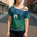 Torres Strait Islands Cross Shoulder Shirt Shark Indigenous Australian Tribal Dot Art