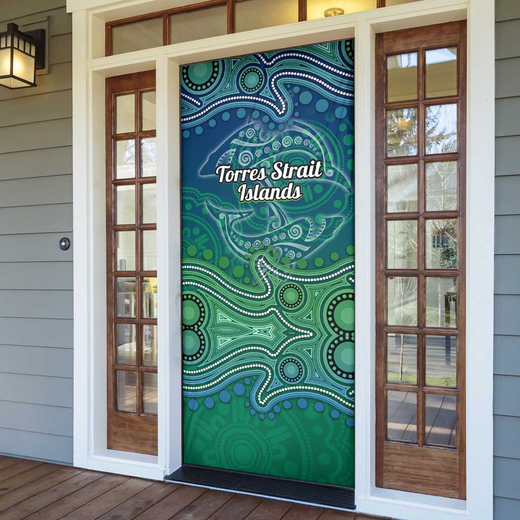 Torres Strait Islands Door Cover Shark Indigenous Australian Tribal Dot Art
