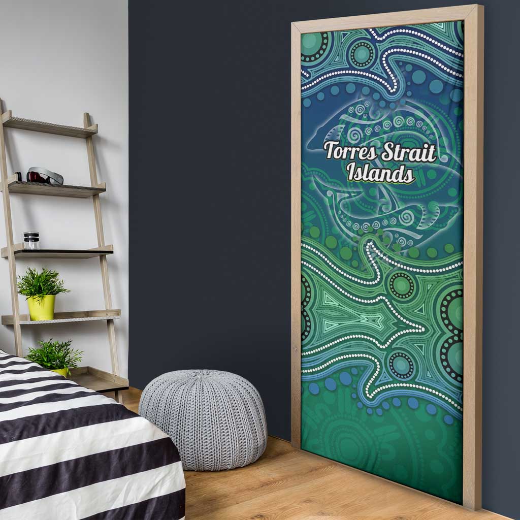 Torres Strait Islands Door Cover Shark Indigenous Australian Tribal Dot Art