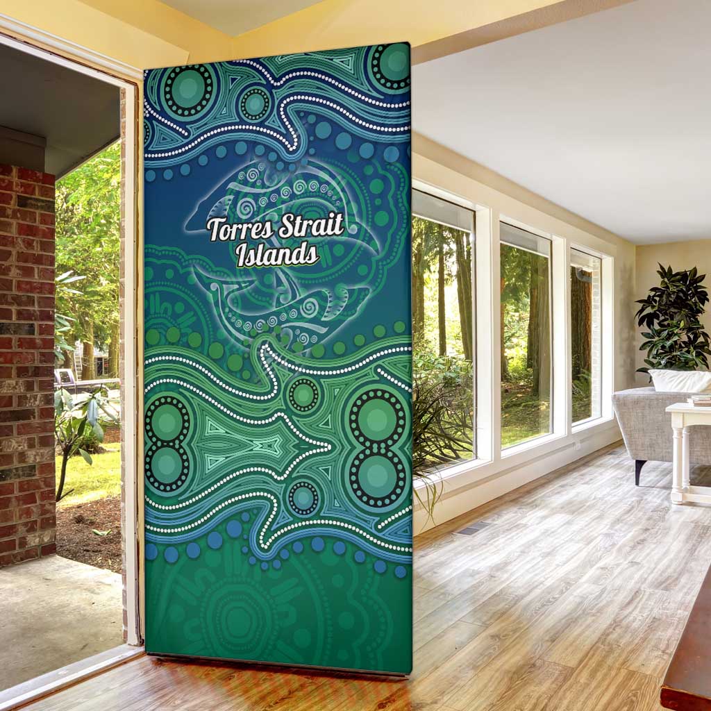 Torres Strait Islands Door Cover Shark Indigenous Australian Tribal Dot Art