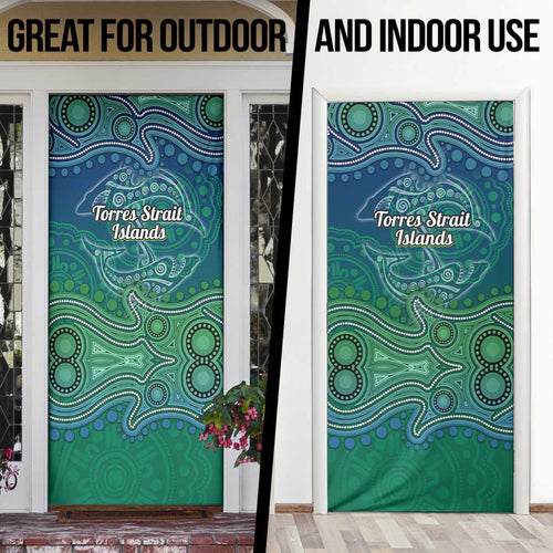 Torres Strait Islands Door Cover Shark Indigenous Australian Tribal Dot Art