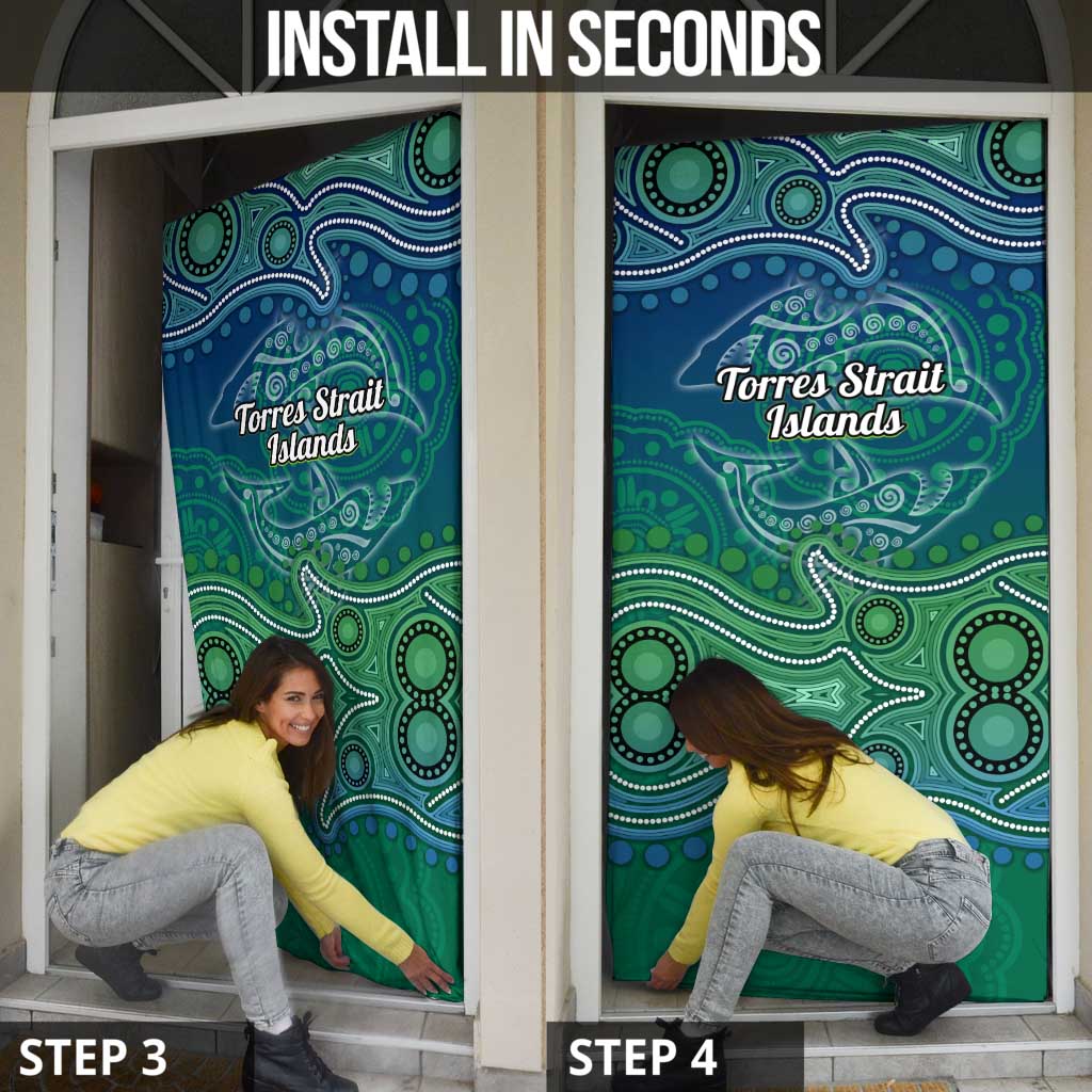 Torres Strait Islands Door Cover Shark Indigenous Australian Tribal Dot Art