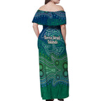 Torres Strait Islands Family Matching Off Shoulder Maxi Dress and Hawaiian Shirt Shark Indigenous Australian Tribal Dot Art