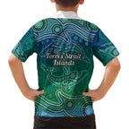Torres Strait Islands Family Matching Short Sleeve Bodycon Dress and Hawaiian Shirt Shark Indigenous Australian Tribal Dot Art