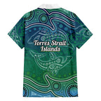 Torres Strait Islands Family Matching Short Sleeve Bodycon Dress and Hawaiian Shirt Shark Indigenous Australian Tribal Dot Art