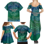 Torres Strait Islands Family Matching Summer Maxi Dress and Hawaiian Shirt Shark Indigenous Australian Tribal Dot Art
