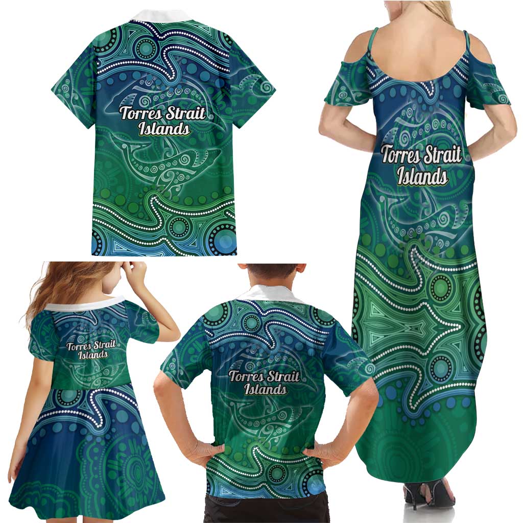 Torres Strait Islands Family Matching Summer Maxi Dress and Hawaiian Shirt Shark Indigenous Australian Tribal Dot Art
