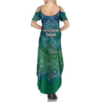 Torres Strait Islands Family Matching Summer Maxi Dress and Hawaiian Shirt Shark Indigenous Australian Tribal Dot Art