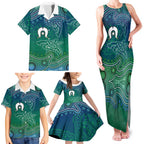 Torres Strait Islands Family Matching Tank Maxi Dress and Hawaiian Shirt Shark Indigenous Australian Tribal Dot Art