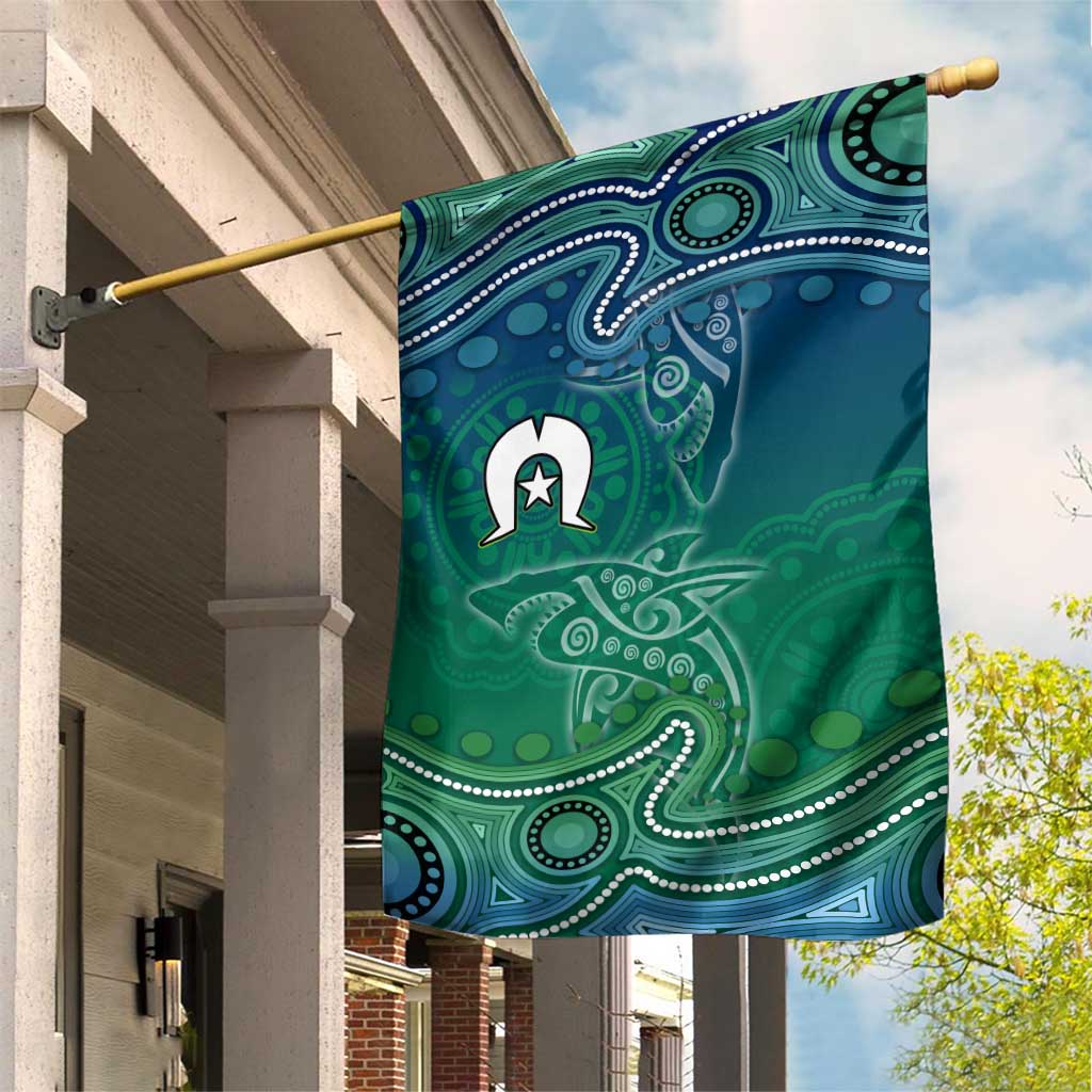 Torres Strait Islands Garden Flag Shark Indigenous Australian Tribal Dot Art