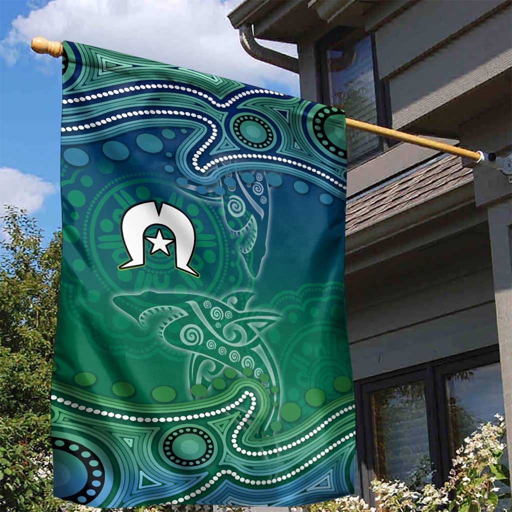 Torres Strait Islands Garden Flag Shark Indigenous Australian Tribal Dot Art