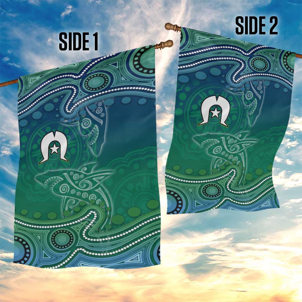 Torres Strait Islands Garden Flag Shark Indigenous Australian Tribal Dot Art
