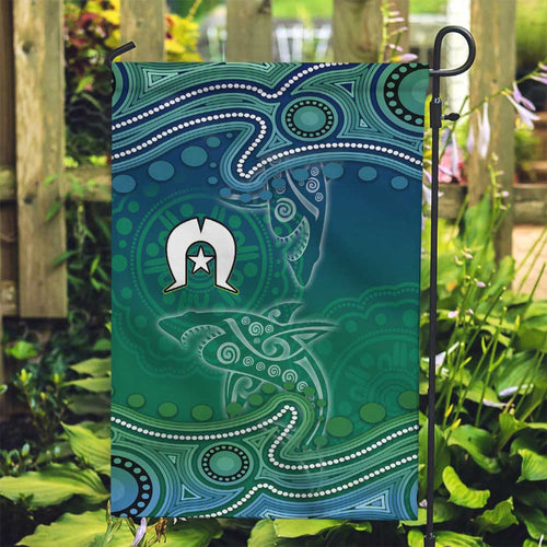 Torres Strait Islands Garden Flag Shark Indigenous Australian Tribal Dot Art