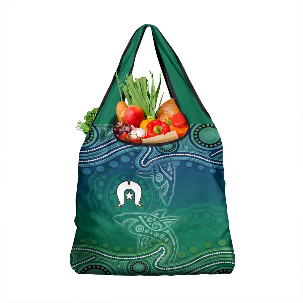 Torres Strait Islands Grocery Bag Shark Indigenous Australian Tribal Dot Art
