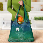 Torres Strait Islands Grocery Bag Shark Indigenous Australian Tribal Dot Art