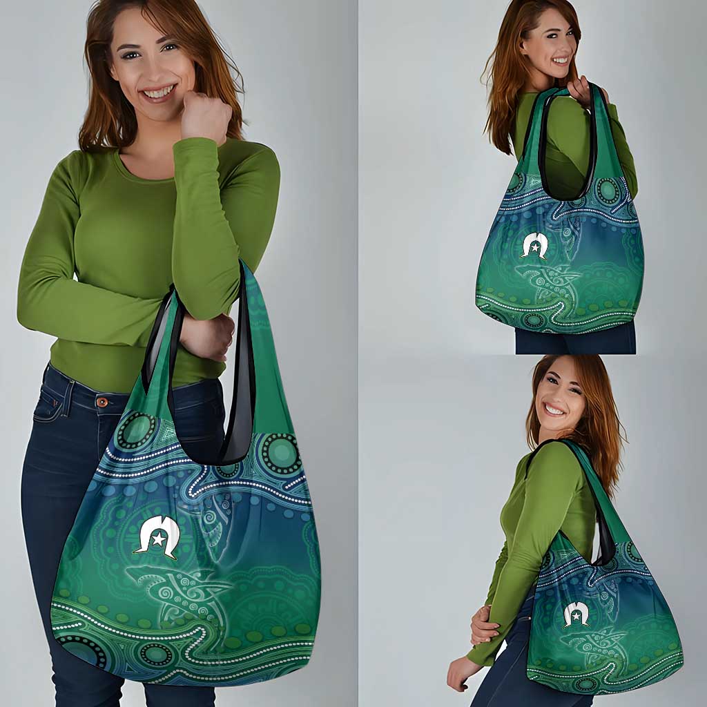 Torres Strait Islands Grocery Bag Shark Indigenous Australian Tribal Dot Art